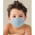 KIT 2 pcs Protective TURQUOISE Dots washable masks for Kids made of TNT and Natural cotton